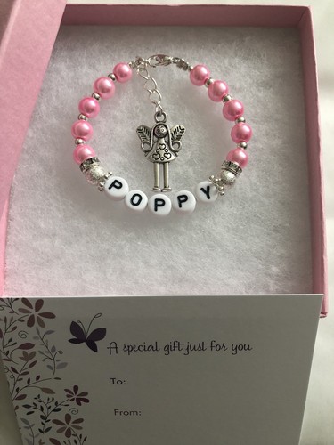Nombre de Girl Personalizado Pulsera Pulsera De Angel De Hadas Caja De Regalo De Cumpleaños