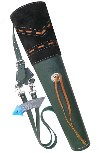 NUOVO tradizionale belle verde MILD LEATHER Back Arrow Quiver Archery prodotto aq163g
