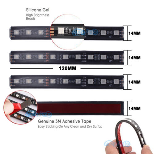 16 Color RGB LED Neon Strip Light Music APP Control For Car Interior Light Kit