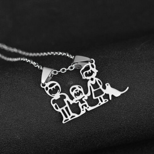 Stainless Steel Pendant Kids Parent With Pet Necklace Jewelry Gifts For Mom Dad 