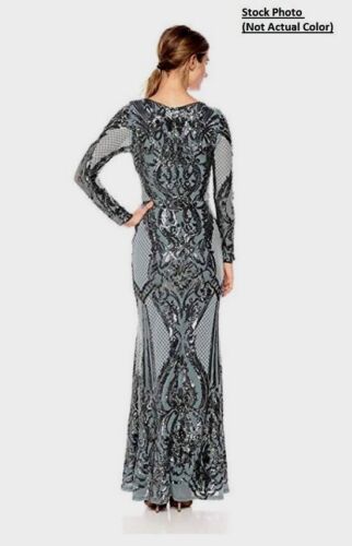 New Betsy /& Adam Women Sequin Placement Dress with Long Sleeves Black Sz 4