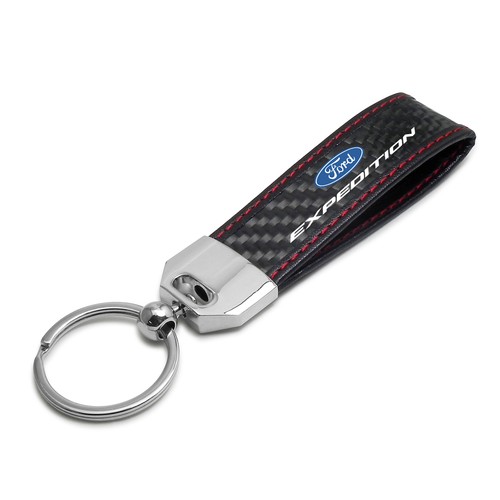 Ford Expedition Black Leather /& Carbon Fiber Key Chain Red Stitching