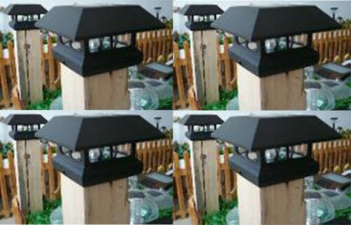 4 Kits Black New Outdoor Garden Solar Panel Post Deck Cap Light