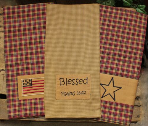 Patriotic 3 Assorted Tea Towels 100/% Cotton Blessed Star