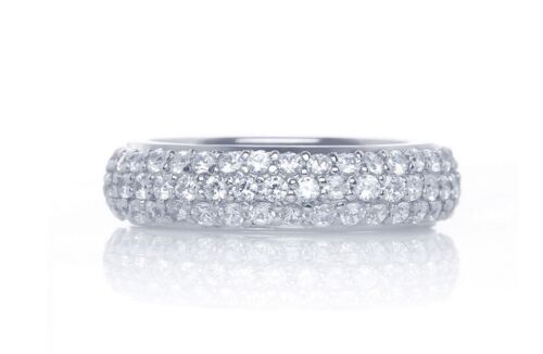 Micro Pave Sterling Silver Eternity CZ Band Cubic Zirconia Wide Stackable Ring