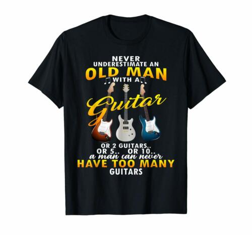 Black Never Underestimate An Old Man With A Guitar T Shirt  US Men's trend 2019 