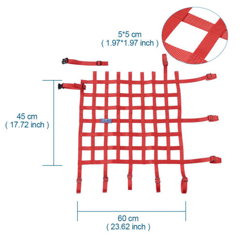 24*18 inch Racing Window Net For Car Window Safety Equipment Nylon Webbing Red 