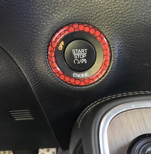 2015-Present Challenger/Charger Push Button Trim Ring In Red Black Honeycomb 