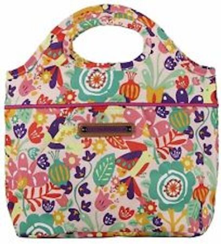 LILY BLOOM REUSABLE INSULATED LUNCH BOX TOTE BAG COOLER FLOWERS BIRD WOMEN GIRLS 