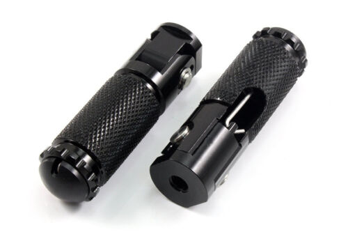2 Pcs Black CNC Aluminum 87mm Motorcycle ATV Folding Footrest Foot Peg Universal 