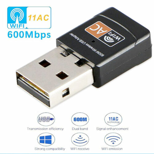600Mbps Dual Band 2.4G//5G Hz Wireless USB WiFi Network Adapter LAN Card 802.11AC