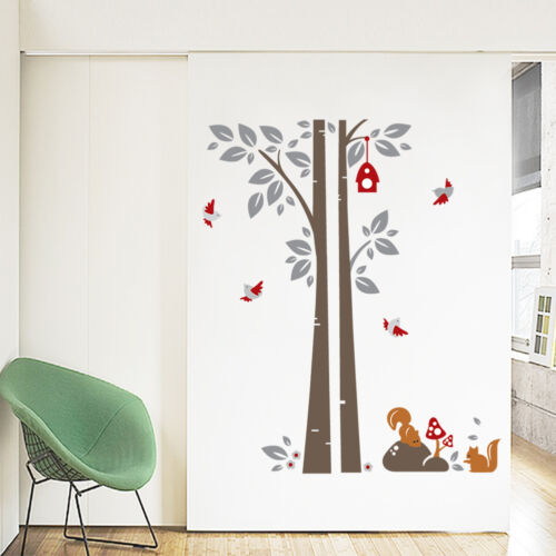 Tree Nursery Grey Bird Child/'s Kitchen Bedroom Squirrel Wall Stickers