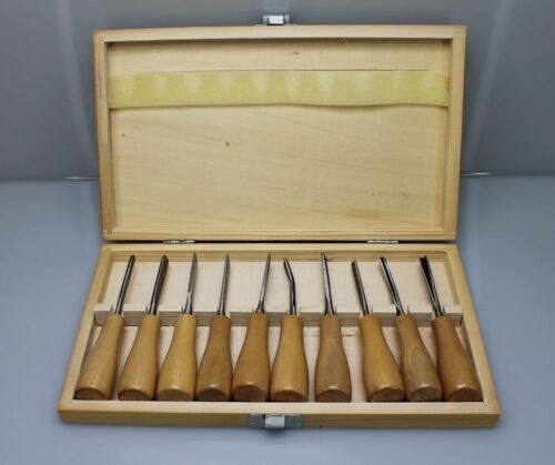 10 Piece Wooden Chisel Set 140MM Hard Wood Handles case Brand New 