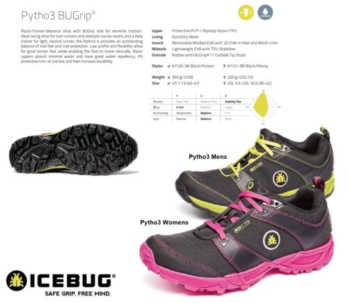 NEW Icebug Pytho3 Bugrip Studded Mens Womens Trail Running Winter Shoes Ret$190 