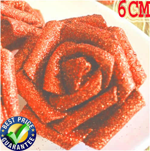 Glitter  6CM Foam Fake Artificial Rose Flower Home Wedding Party Decor 