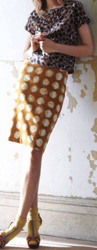 Details about   Fine-Wale Corded Dots Pencil Skirt By Maeve Size 4 Gold Color NW ANTHROPOLOGIE T 