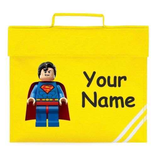 Personalised lego superman school  Book Bag Reading Library Folder homework 