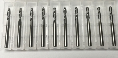 1//8/" Dia x 1//2/" Cut 2 Flute Ball Solid Carbide End Mill Made In USA 10-Pack B4