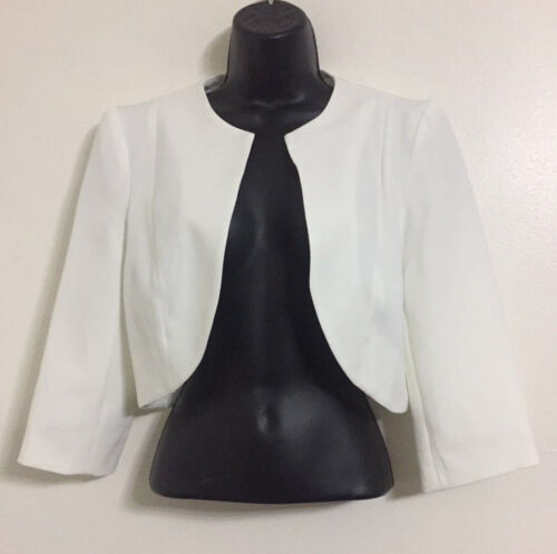 NEW Ex DP Size 10-24 White Bolero Tailored Structured Crop Soft Blazer Jacket 