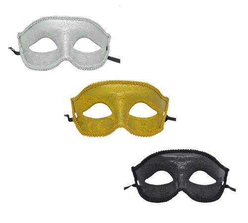 Prom Party Unisex Venetian Plastic Masquerade Glitter Mask Choose from 3 colors