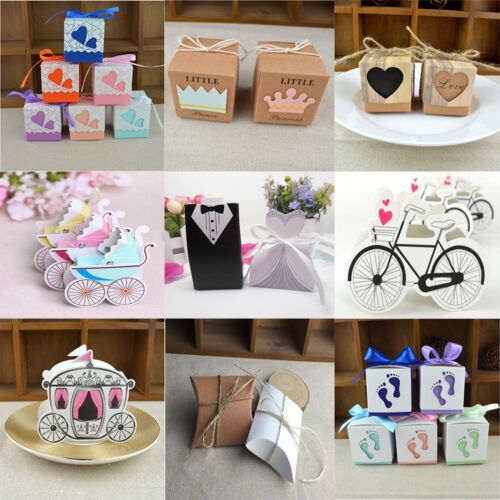 100pcs Wedding Engagement Birthday Party Decor Cake Candy Favor Gift Boxes Pack 