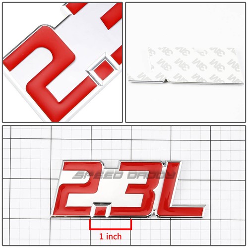 METAL BUMPER TRUNK GRILL FENDER EMBLEM DECAL LOGO TRIM BADGE CHROME RED 2.3 2.3L
