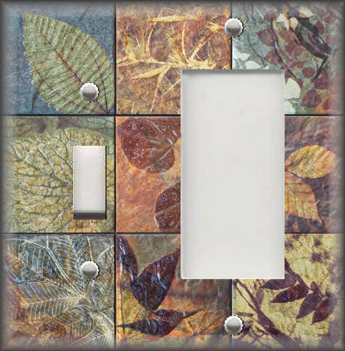 Rustic Leaf Tile Design Copper Green Home Decor Metal Light Switch Plate Cover