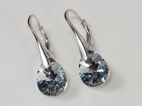 Boucles d/'oreilles Swarovski poire 12 mm en argent sterling 925