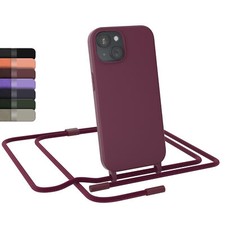EAZY CASE für Apple iPhone 15 Handykette Hülle Band verstellbar Silikon Cover
