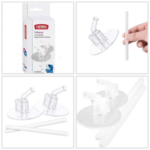 New Thermos Replacement Straws Clear Funtainer Bottle 12 Ounce Soft Silicone