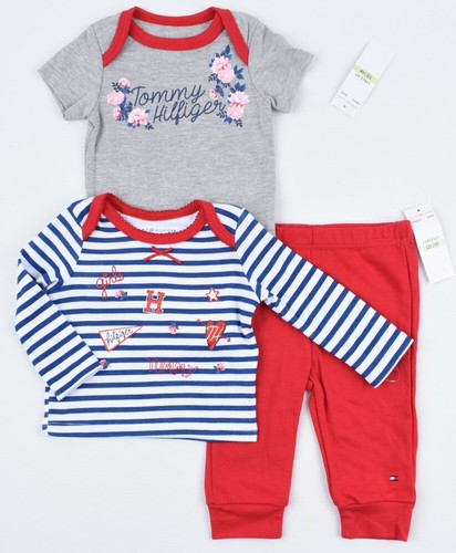 TOMMY HILFIGER Baby Girls/' Adorable 3-pc Set Top Bodysuit Joggers