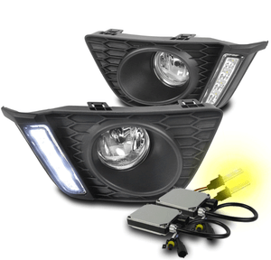 FOR 2015-2017 HONDA FIT JAZZ DRL LED BUMPER CHROME FOG LIGHT LAMP+HARNESS+3K HID