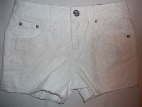 NEW JUSTICE GIRL WHITE SIZE 8S 8 10S 10 12 14 DENIM JEAN SHORTS SPLAT//LACE//PEACE