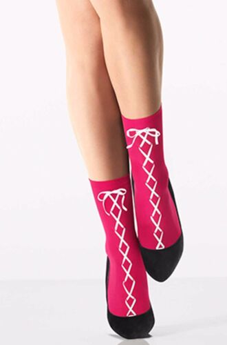 WOLFORD GISELE Socks in Passion Flower//White Sz:M  Ret:$48  New//Packaged