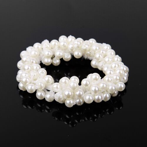 Women Pearl Elastic Scrunchie Hair Band Ponytail Holder Rope Hair Accessories-WI