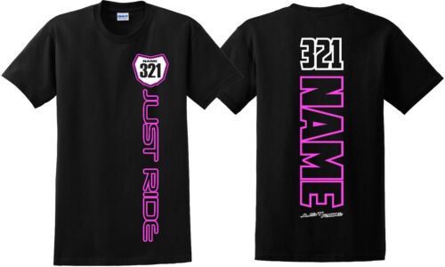 JUST RIDE CUSTOM NUMBER PLATE YOUTH T SHIRT CHILD MX MOTOCROSS PERSONALIZED