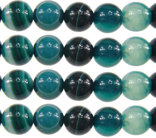 Edelsteine 6-8mm Natürliche Streifen Achat Perlen Rund Indische Sapphire Blau