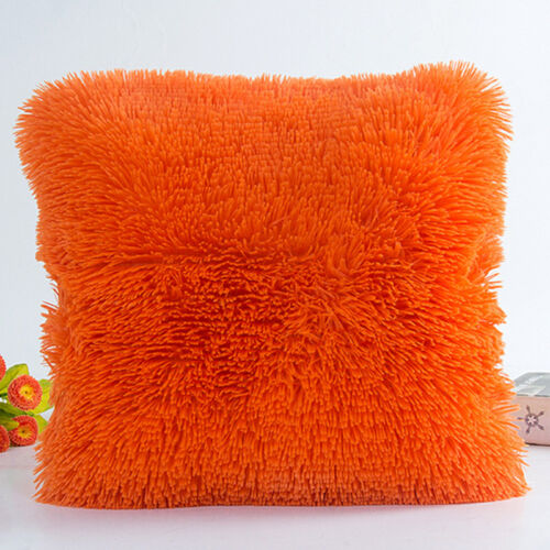 18" Soft Fur Plush Square Throw Pillow Cases Sofa Waist Cushion Cover Home Decor 