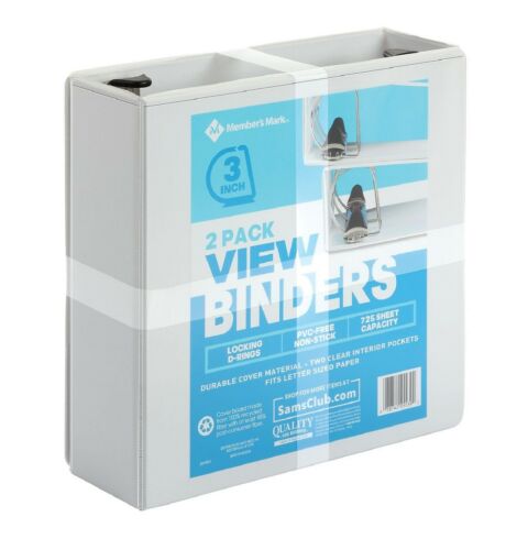 1" 2" 3" White View Binders Round O Ring D Ring 2 4 or 8 Pack
