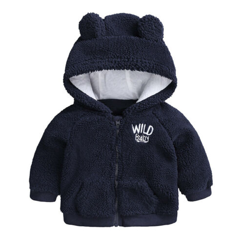 Winter Newborn Baby Girls Boys Warm Outwear Hooded Ears Coat Fleece Tops Jacket 