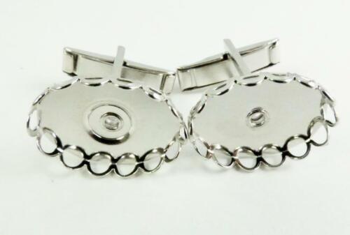 Cufflinks Oval Blank Findings-Choice $1.39 to $1.89~Rhodium or Gold Plated 