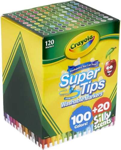 120 Markers Exclusive Crayola Super Tips 100Ct With 20Ct Silly Scents New! 