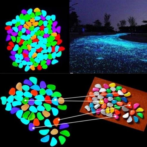 100Pcs//Lot Glow in The Dark Pebbles Luminous Stones Home Fish Tank Decoration US