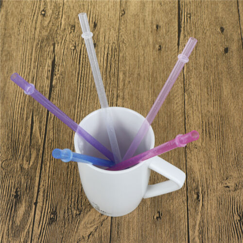 25Pcs Reusable Colorful Hard Plastic Stripe Drinking Straw Clean Wedding PaRDUK 