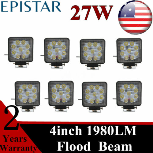 8X 27W LED Work Light FloodBeam Off road Ford Ranger 12V 24V Tractor 51W//60W//90W