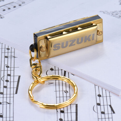 Suzuki Mini 5 Löcher 10 Ton Mundharmonika Keychain Key of C Golden B2R5