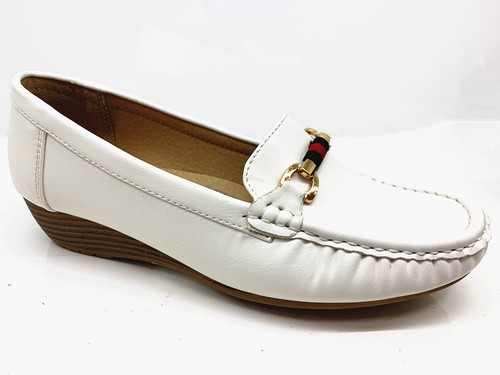 New Womens Ladies Low Wedge Cushion Sole Ribbon Comfortable office Loafers Shoes