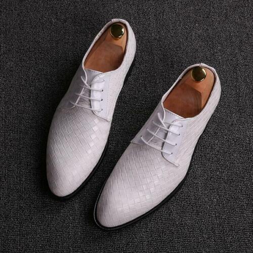 Men's Oxfords Lace up Flats Leather Shoes Dress Formal Wedding Business Shoes 