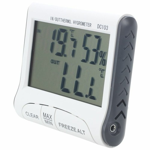 5X LCD Digital Thermometer Hygrometer Moisture Meter and Wired Temperature P8V5