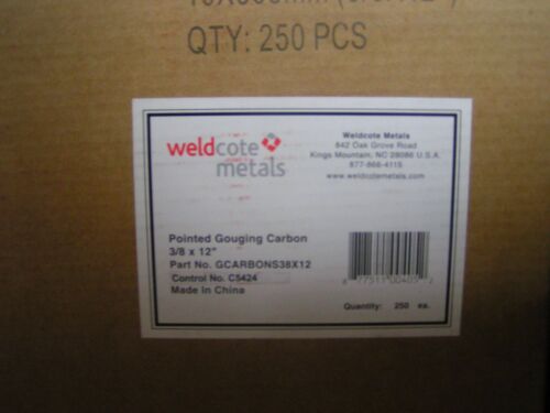 3//8/" x 12/" Carbon Gouging Rods Copperclad DC Electrodes 250pc Weldcote Metals